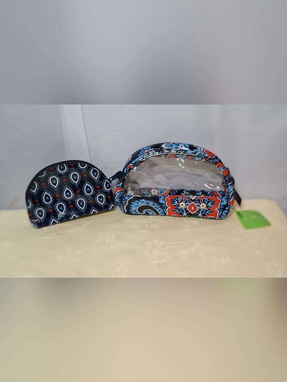Vera Bradley Marrakesh Navy Blue & Red Paisley Clear Cosmetic Pouch- NWT
